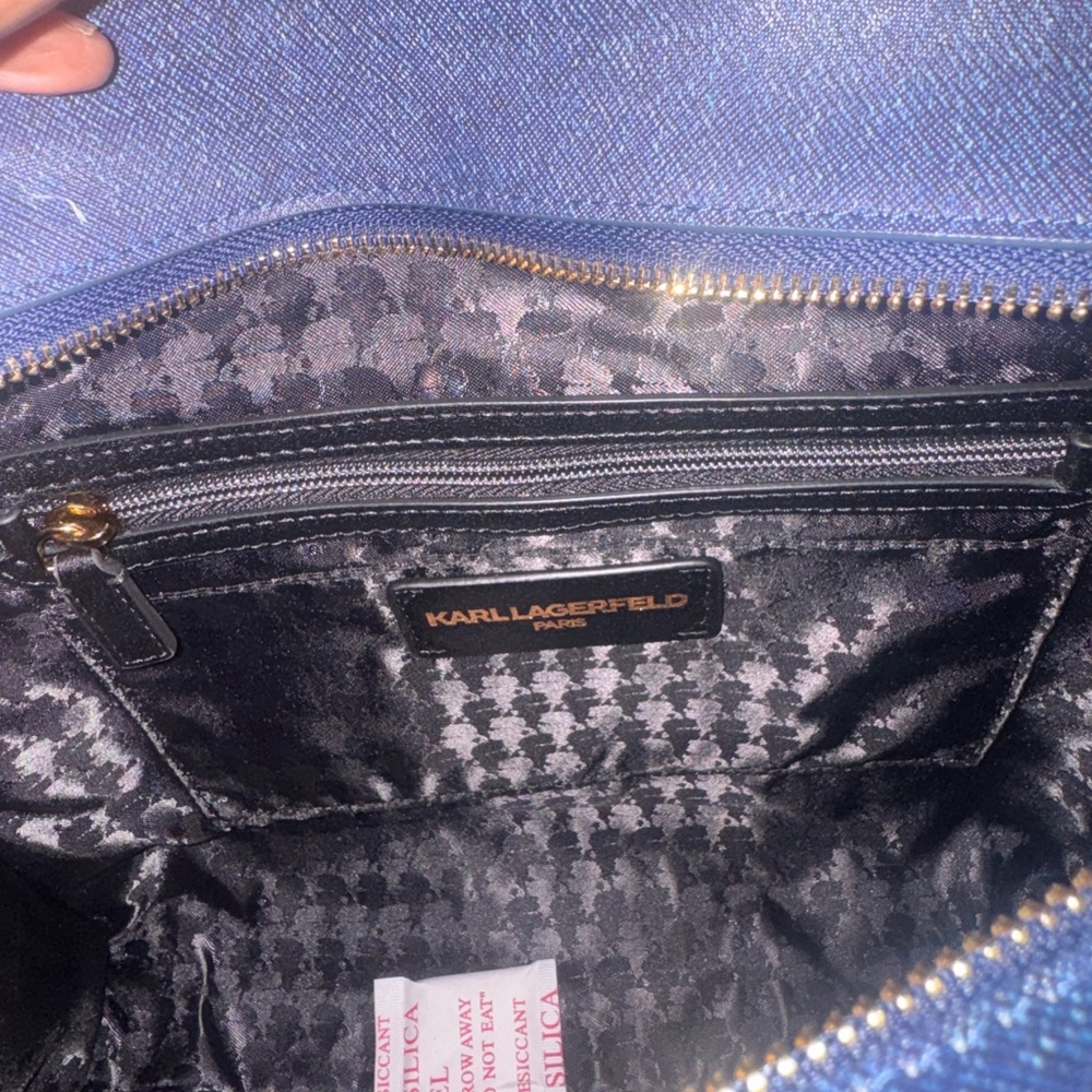 Karl Lagerfeld Dark Blue Tote Nouveau Collection with Logo Charm - Picture 16 of 17